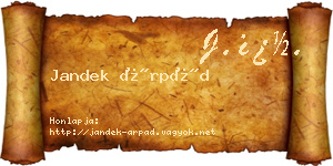 Jandek Árpád névjegykártya
