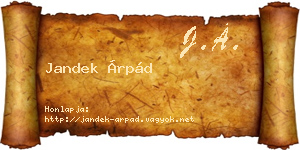 Jandek Árpád névjegykártya